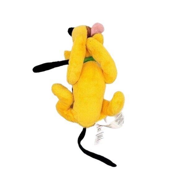 Disney Store Pluto Stuffed Animal Plush 8" Tongue Out Laying Down Green Collar - Picture 7 of 9